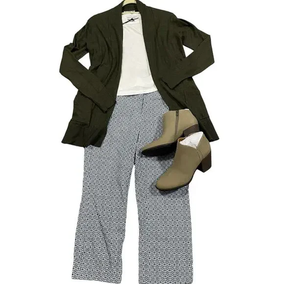 Chico's Secret Stretch Waist Pants 0.5 6 blue green print comfort mod - Picture 5 of 9